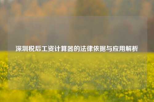 深圳税后工资计算器的法律依据与应用解析