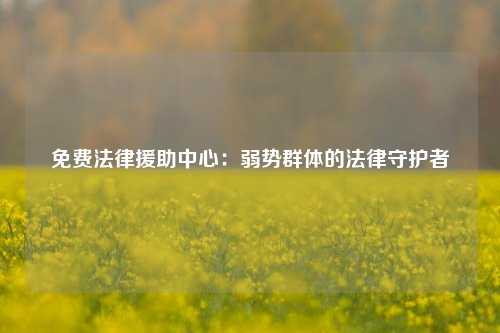 免费法律援助中心：弱势群体的法律守护者