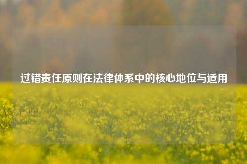 过错责任原则在法律体系中的核心地位与适用