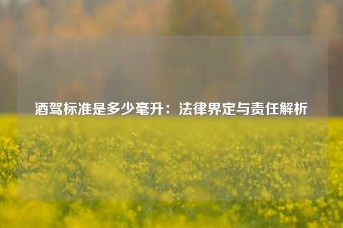 酒驾标准是多少毫升：法律界定与责任解析