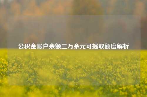 公积金账户余额三万余元可提取额度解析