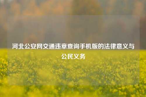 河北公安网交通违章查询手机版的法律意义与公民义务